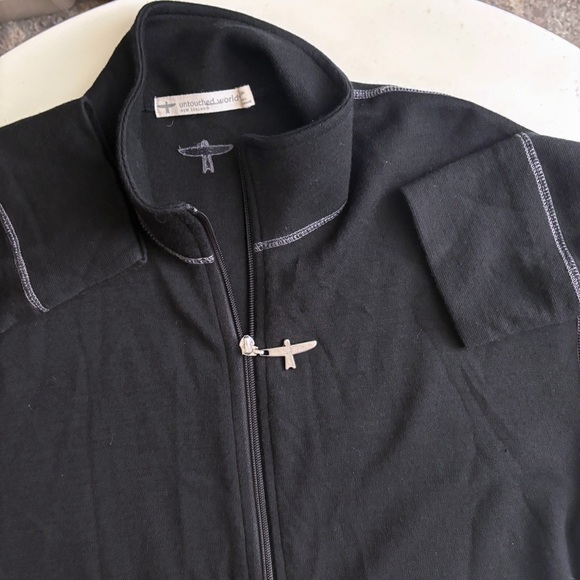 Untouched World New Zealand Men’s Sport Jacket Full Zip Merino Wool Black - Picture 10 of 10